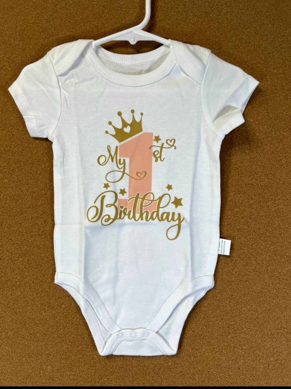 Baby Girls My 1ST Birthday Bodysuit White Short Sleeve 9-12 Months NWT